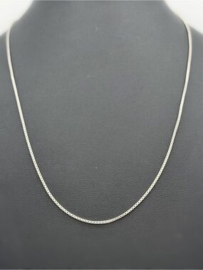 Italy 925 Sterling Silver Solid Box Link Chain Necklace 20” 1mm